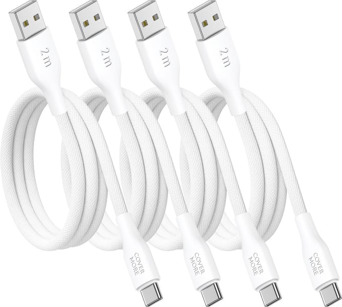 Usb kabel geschikt voor Samsung - 2 meter - 4 stuks - Laadkabel - Oplaadkabel - Wit