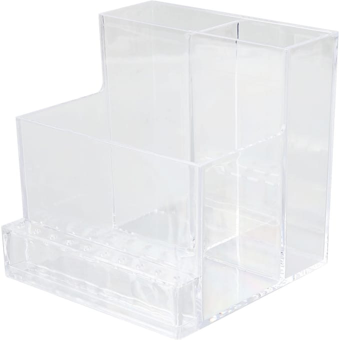 Make-up Kwasten Opbergdoos Helder Plastic Compartiment Design Multifunctionele Cosmetische Kwasten Houder white