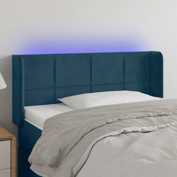 vidaXL - Hoofdbord - LED - 83x16x78/88 - cm - fluweel - donkergroen