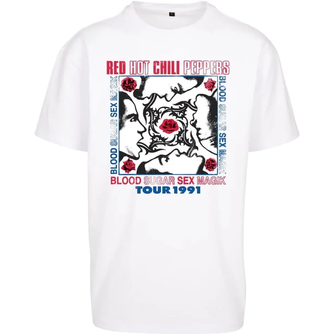 Mister Tee Red Hot Chili Peppers - Tour 1991 Oversize Heren Tshirt - XL - Wit