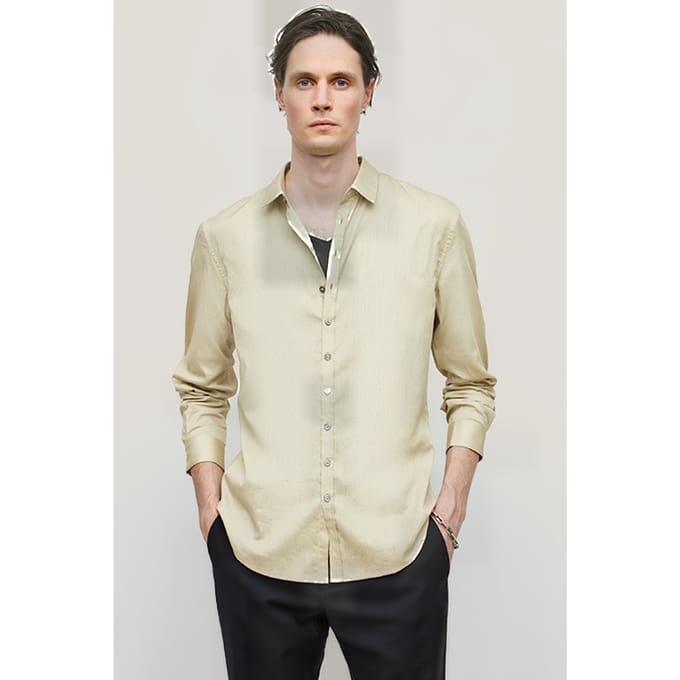John Varvatos Multi Button Slim Fit Shirt Caramel Größe: L | Casual hemden Outlet | Herren | Braun