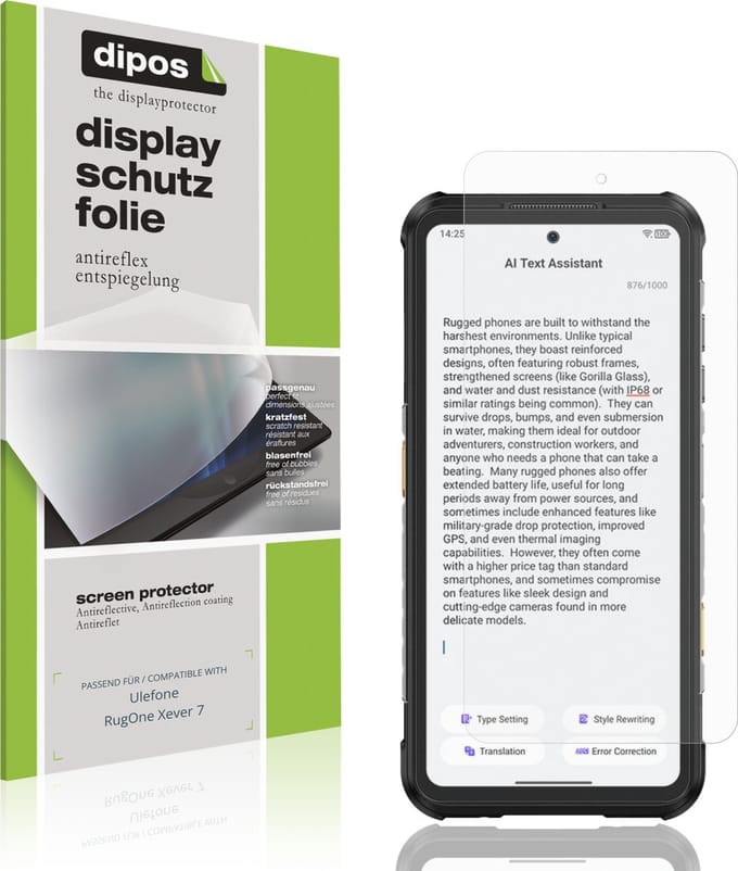 dipos – 4x Matte Beschermfolie geschikt voor Ulefone RugOne Xever 7 | Krasbestendige & antireflecterende Screenprotector Ultra-Thin