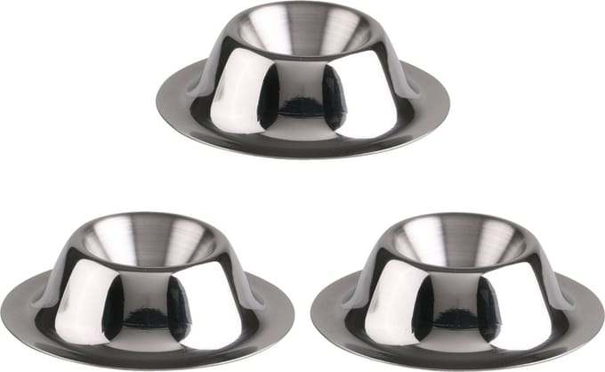 Eierdopjes - 6x - zilver - RVS /metaal - Dia 8 cm - brede onderzijde