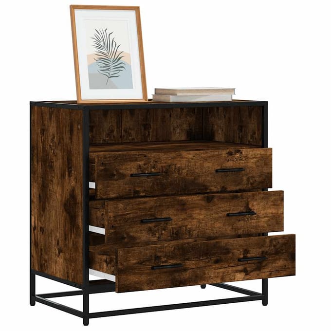 vidaXL - Ladekast - 70x41x70 - cm - bewerkt - hout - gerookt - eikenkleurig