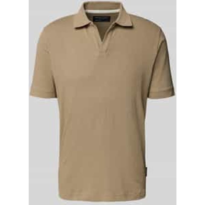 regular fit poloshirt van mix van katoen en linnen