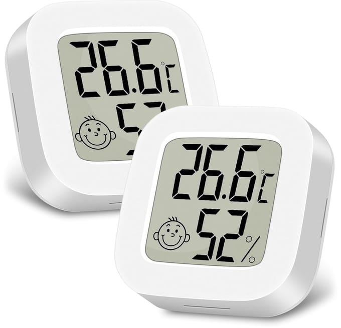 2x Digitale Hygrometer & Thermometer Binnen met LCD-Display en Vochtigheidsindicator