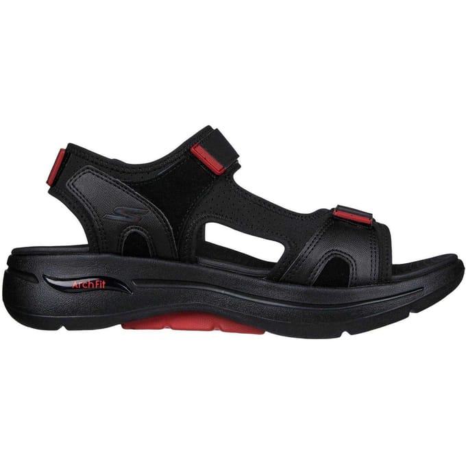 Skechers Heren Arch Fit Platte Sandalen (Zwart/ROOD)