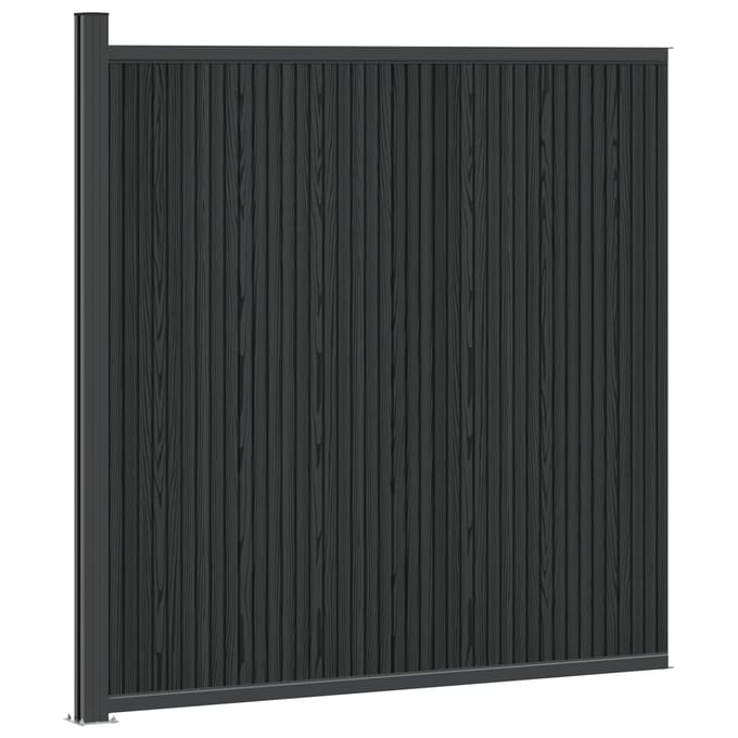 vidaXL - Hekpaneel - WPC - en - Aluminium - Zwart