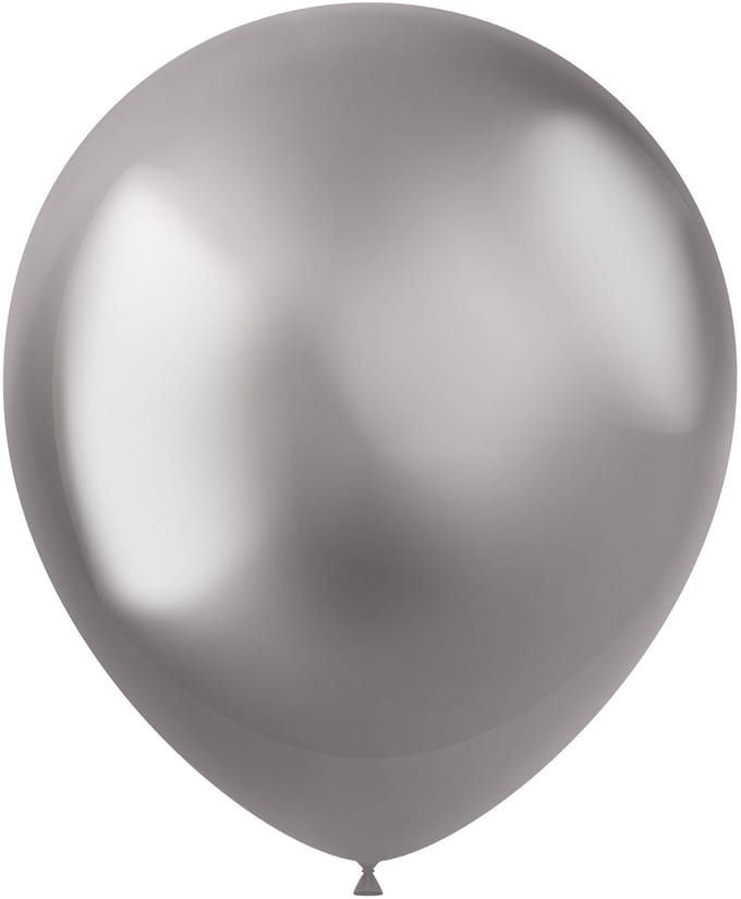 Ballonnen Intense Silver Metal Shine 33cm - 10 stuks