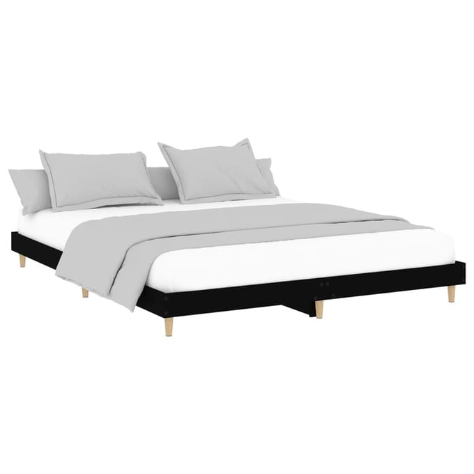 vidaXL - Bedframe - massief - hout - zwart - 200x200 - cm