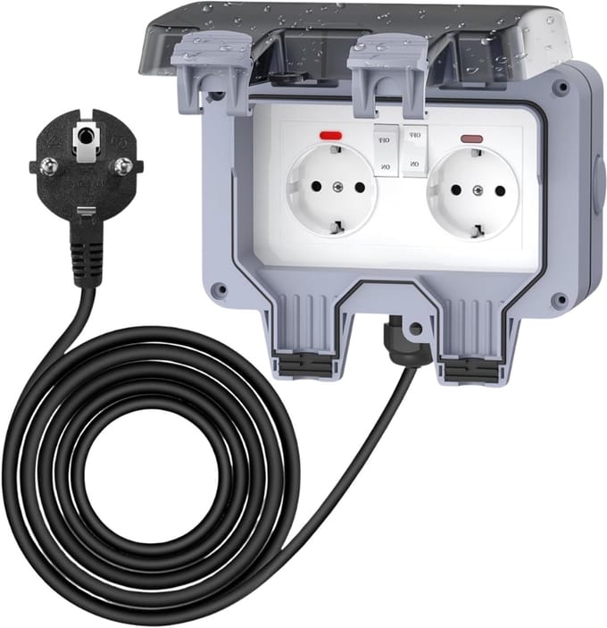 CRLYN® Buitenstopcontact - Buitenstopcontacten Waterdicht - Tuincontactdoos - Grijs