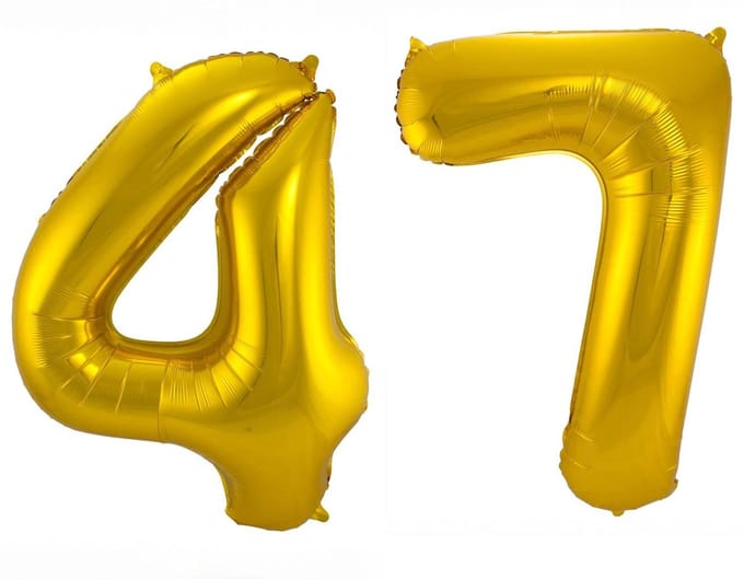 Folieballon 47 jaar - Goud - 86 cm