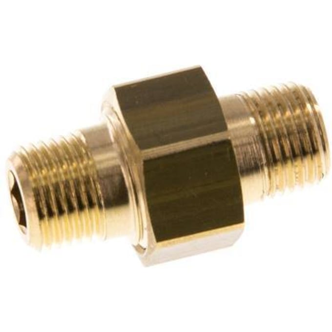 R 1/8'' Messing Borstnippel 3-delig met Conische afdichting 16 Bar [2 Stuks]