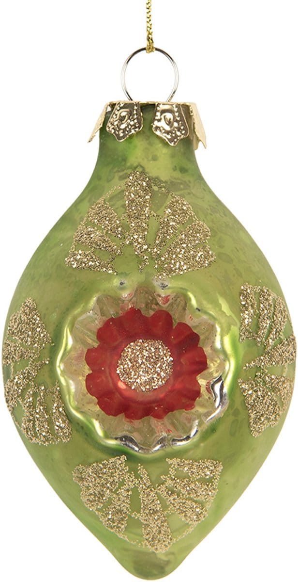 Clayre & Eef Kerstbal Overig Ø 5x8 cm Groen Glas Kerstballen