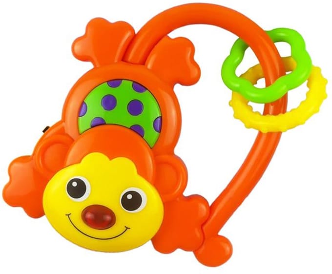 17306 Muzikale Rammelaar Oranje Aap
