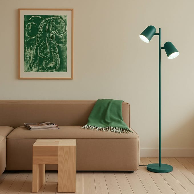 Lindby - vloerlamp - 2lichts - metaal - H: 165 cm - E27 - groen