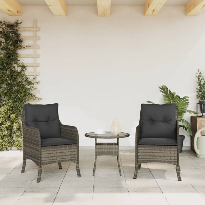 vidaXL - Tuinstoelen - 2 - st - met - kussens - poly - rattan - grijs