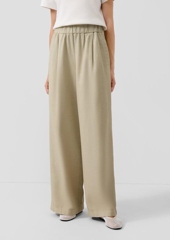 s.Oliver - female - Twill broek met wijde pijpen en plooi