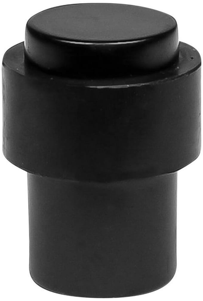 Metalen deurstopper met rubberen ring, zwart (3 cm diameter, 4 cm hoogte)