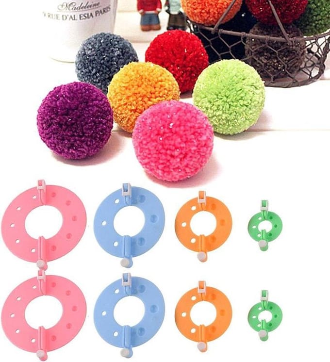 Pom-Pom Maker  9/7/5.5/3.5 CM 8 stuks - Levay ®