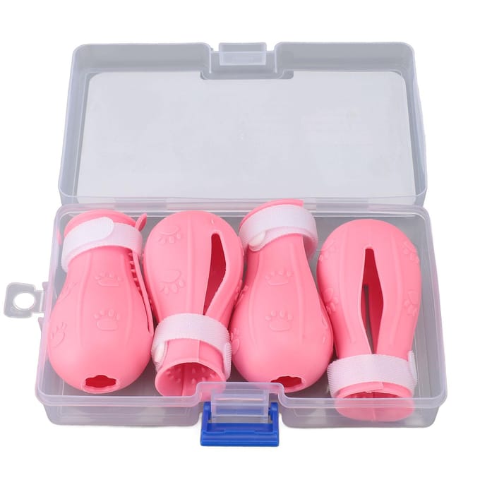 4pcs Couvre-pieds en Silicone pour Chat Anti-dérapant Bottes pour Chat Couvre-pieds Multifonctionnel pour Douche Chat Chat Doux rose