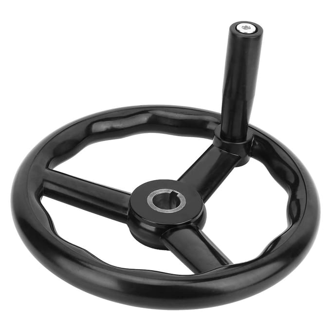 250*22mm Black Anti slip Bakelite 3 Spoked Lathe Handwheel with Handle for Machine Tool