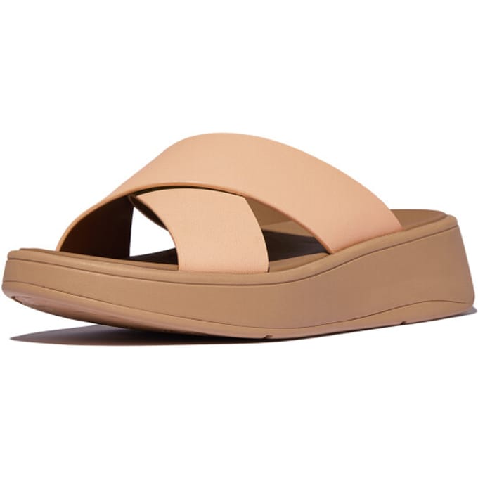 FitFlop Dames sandalen F-Mode Leather Flatform Cross Slides FW5