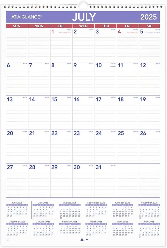 Grote Jaarkalender 2025-2026 - Maandoverzicht met Ruime Dagblokken - Academisch Formaat