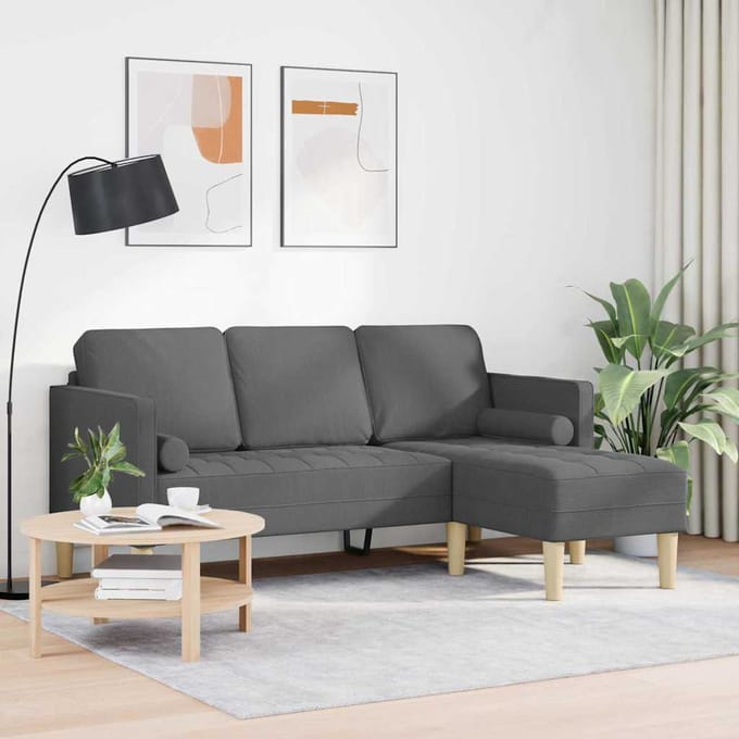 vidaXL - Bankstel - Donkergrijs - 173 - x - 131 - x - 67 - cm - Polyester