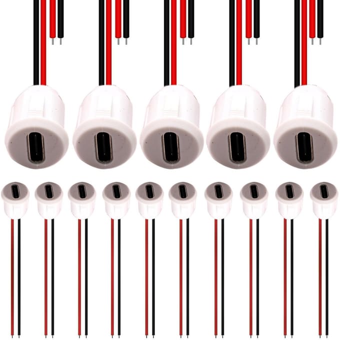 Dailygoody - 15x USB-C 2-Pin Flush-Mounted Socket - Snelle 3A Oplader