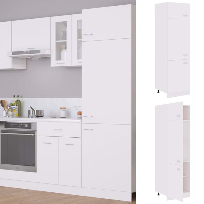 vidaXL - Ombouwkast - voor - koelkast - Lyon - 60x57x207 - cm - bewerkt - hout - wit