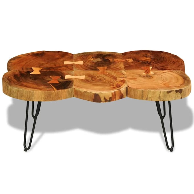 vidaXL - Salontafel - met - 6 - boomstammen - 35 - cm - massief - acaciahout