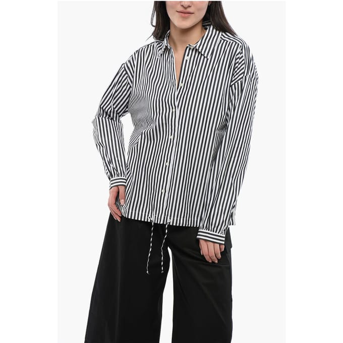 Gestreept YARN-shirt met trekkoord in zwart-wit