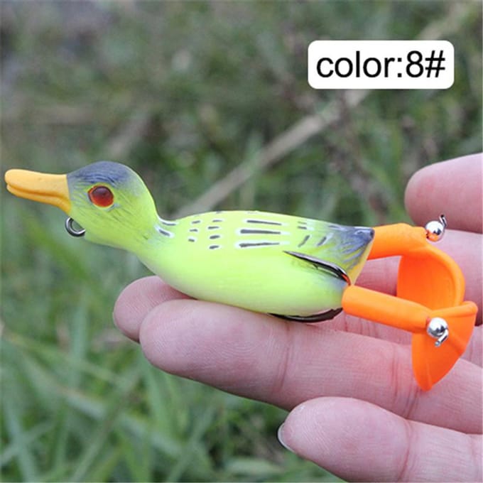 1 STUK Propeller Flipper Eend Vislokaas Eendje Vissen Kikker Lokaas 9cm 11.3g Kunstmatig Aas Eendje 3D Ogen Dag Aas Baars 8