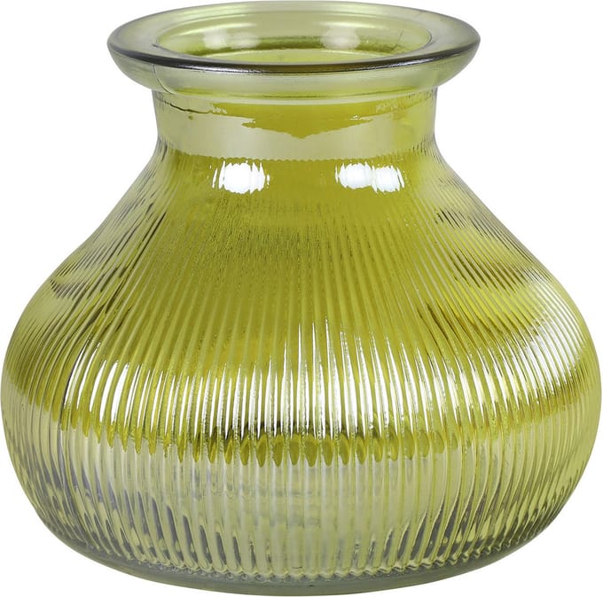 Decostar Bloemenvaas - geel/transparant glas - 12 x 15 cm - vaas