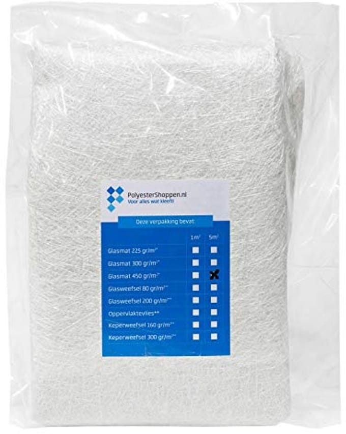 Glasvezelmat voor Polyesterhars | 5 m2 | 450 gr/m2 | Ideaal voor Zwembaden en Vijvers