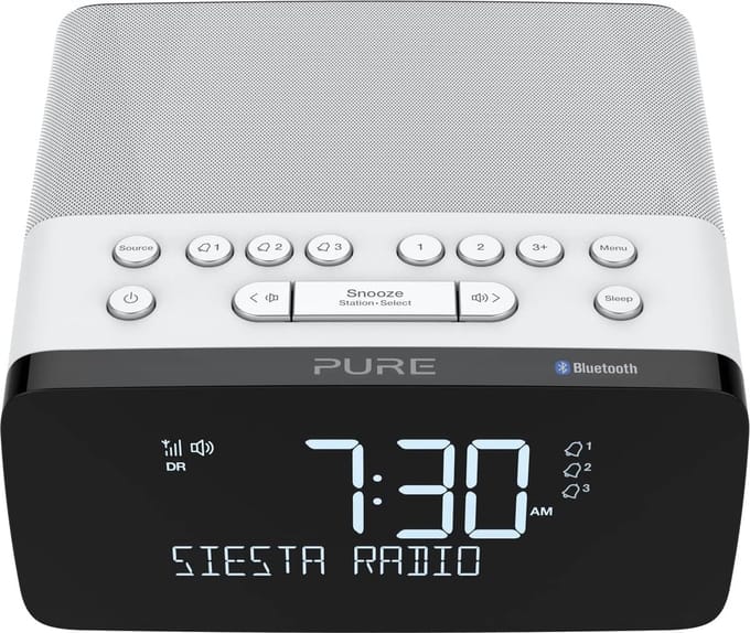 Bluetooth wekker met oplaadpad DAB/DAB+ FM Bluetooth USB wit - Draadloos mobiele telefoon oplaadstation