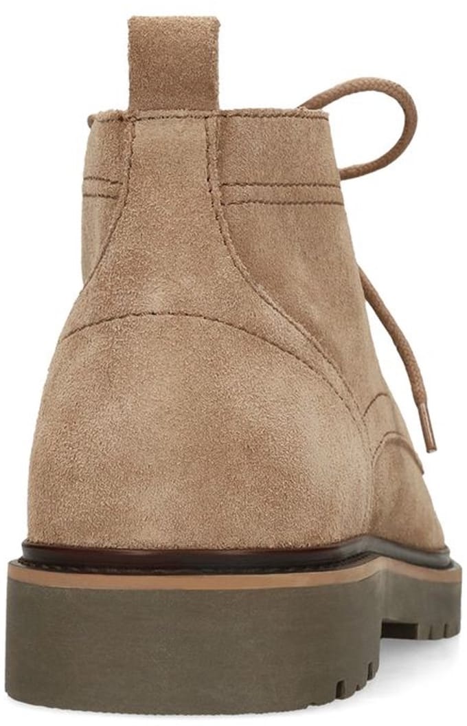 Manfield - Heren - Taupe suède veterboots - Maat 41