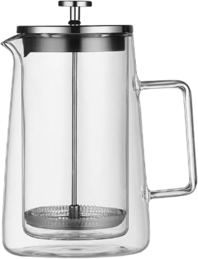 French Press Koffiezetapparaat 1000 ml - Dubbelwandig Glas - Vaatwasserbestendig