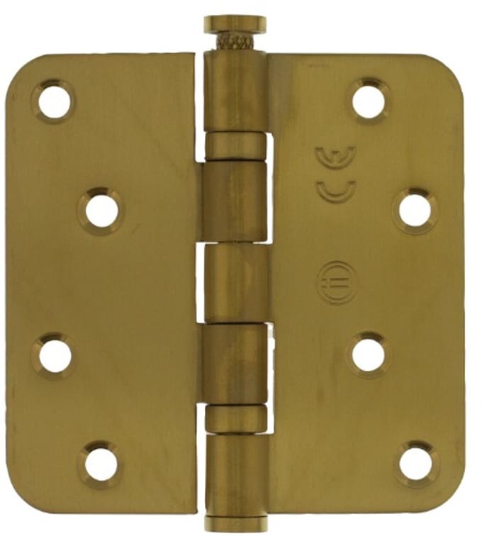 Intersteel Kogellagerscharnier afgerond 3,5 (89x89x2,5mm) CE inclusief schroeven PVD messing mat