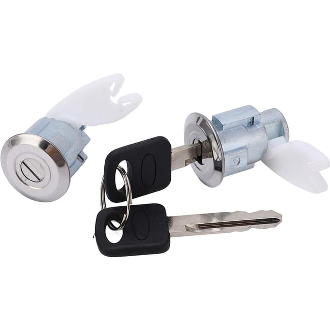 Deurslotset DL54 Metalen Voorcilinderhuis Montage Set Vervanging voor Ford E-150 Econoline 1992-1996 white