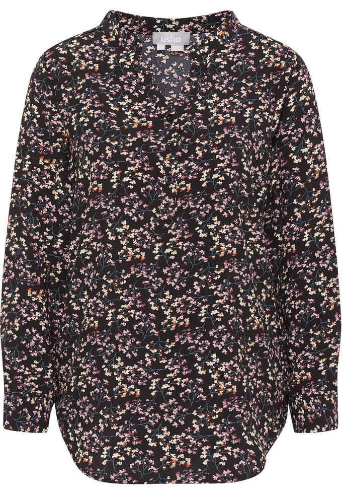 usha overhemdblouse Dames Zwart Veelkleurig