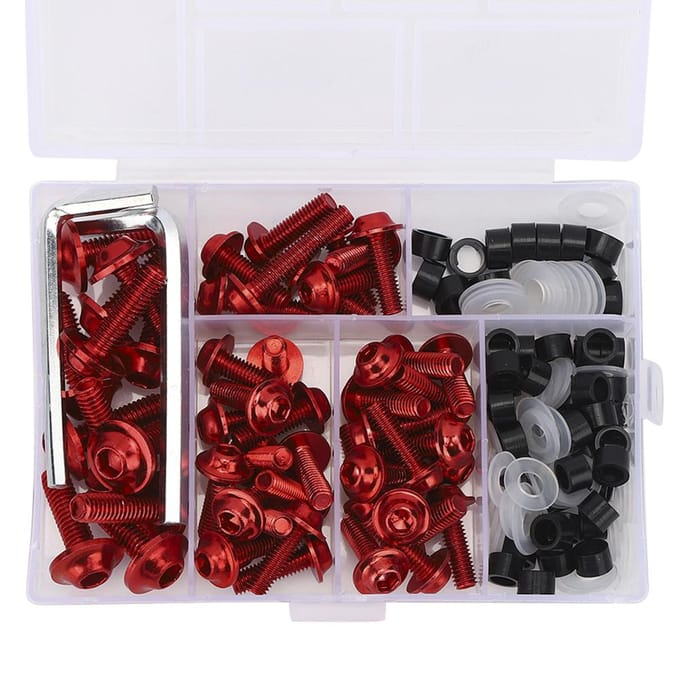 158-delige Set Universele Kuipbouten Pakking Sleutelset Motoraccessoire Rood