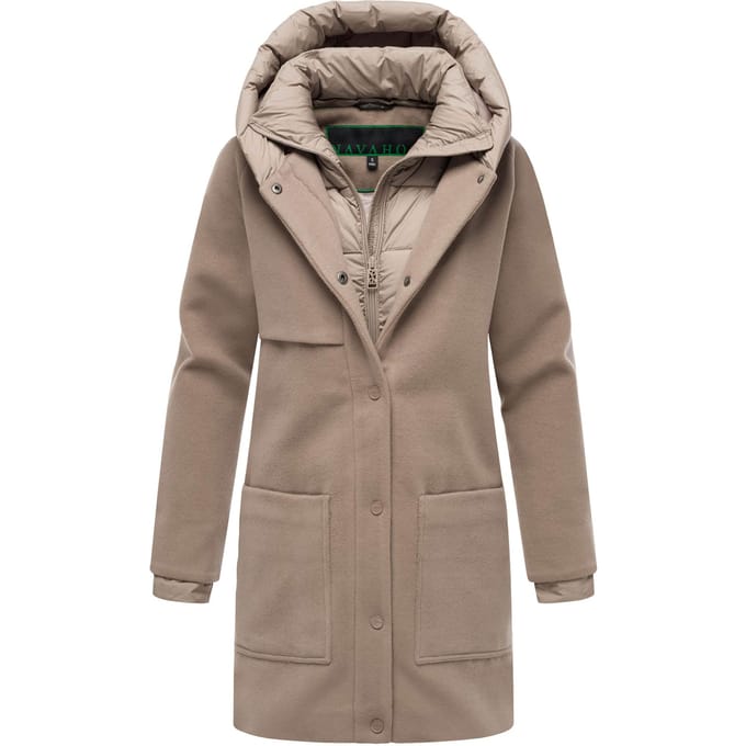 Navahoo Flauschwunder dames wintermantel met afneembare kraag