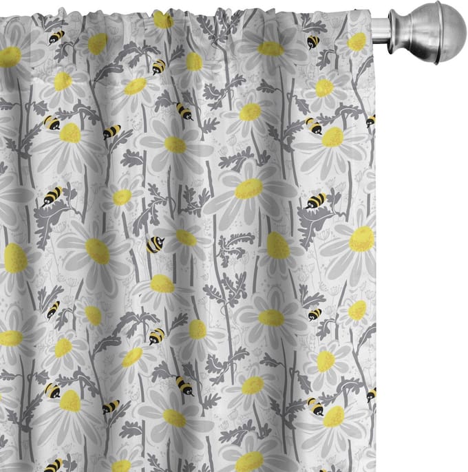 Gele Voorhangen – 2x75x245 cm – Microvezel, Roedezak