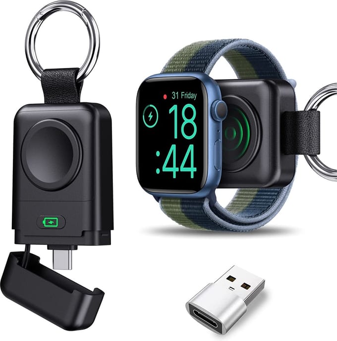 Draagbare USB C Lader draadloze magnetisch horloge oplader X27, 1400 mAh Key Ring Magnetic wireless Charger