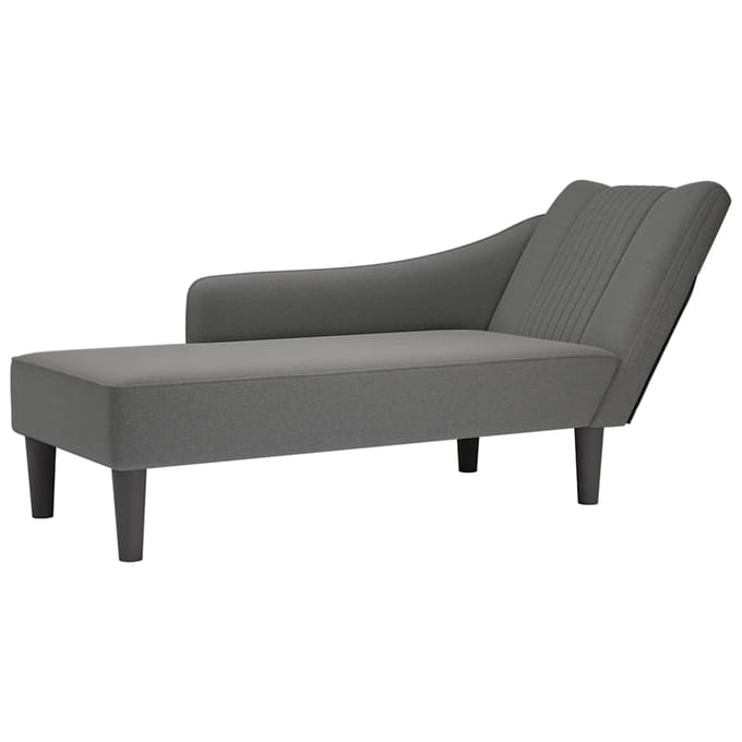 vidaXL - Chaise - longue - met - rechterarmleuning - stof - donkergrijs