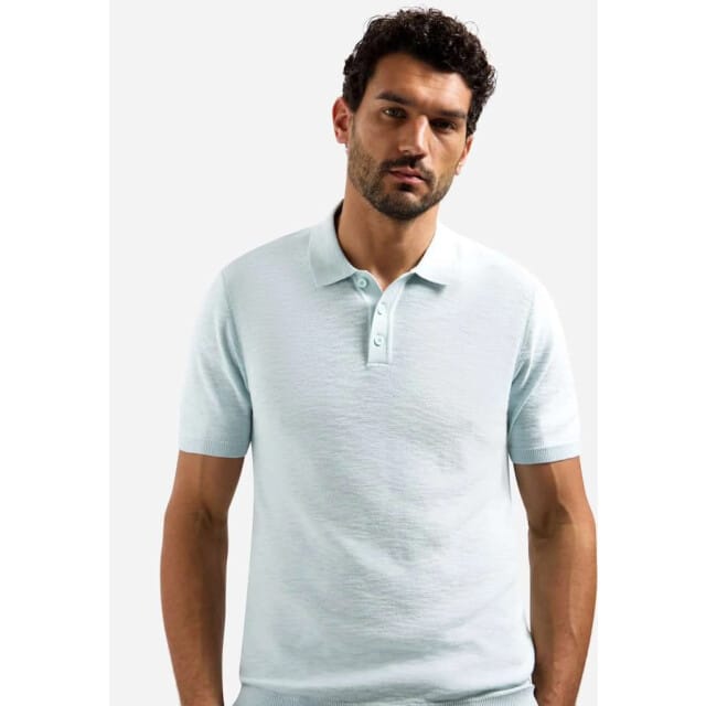 No Excess Pullover short sleeve polo slub sky