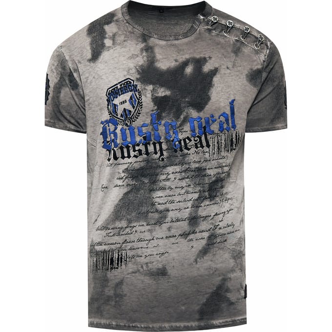 T-shirt met logo-print en knoopsluiting