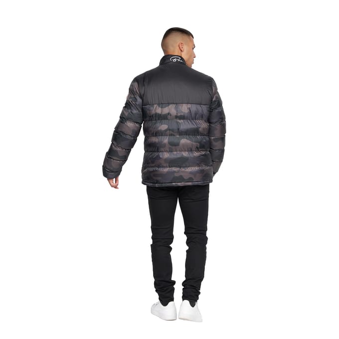 Born Rich Heren Carlito Camo oversized gewatteerde jas (Zwart)